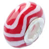 Fimo(Polymer Clay) Beads European, with 925 silver core, Rondelle, 15x9mm, Hole:Approx 5mm, Sold by PC