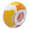 Fimo(Polymer Clay) Beads European, with 925 silver core, Rondelle, 15x9mm, Hole:Approx 5mm, Sold by PC