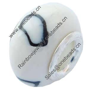 Fimo(Polymer Clay) Beads European, with 925 silver core, Rondelle, 15x9mm, Hole:Approx 5mm, Sold by PC