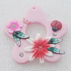 Pottery Clay Pendants/Earring charm, Flower 44mm, Sold by PC