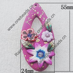 Pottery Clay Pendants/Earring charm, Teardroop 24x55mm, Sold by PC