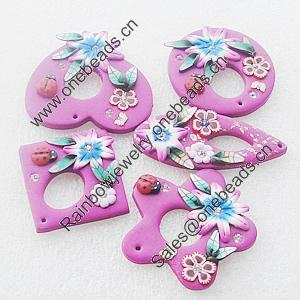Pottery Clay Pendants/Earring charm, Mix Style, 24x55mm-46x43mm, Sold by Group