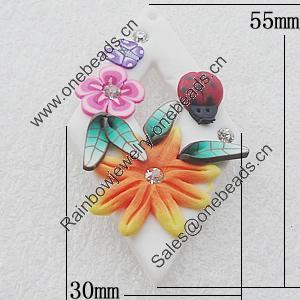 Pottery Clay Pendants/Earring charm, Diamond 30x55mm, Sold by PC