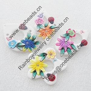 Pottery Clay Pendants/Earring charm, Mix Style, 28x52mm-30x55mm, Sold by Group