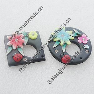 Pottery Clay Pendants/Earring charm, Mix Style, 41mm-45mm, Sold by Group