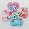 Pottery Clay Pendants/Earring charm, Mix Color, Heart 46x43mm, Sold by PC