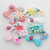 Pottery Clay Pendants/Earring charm, Mix Color, Flower 44mm, Sold by PC