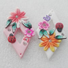 Pottery Clay Pendants/Earring charm, Mix Color, Diamond 30x55mm, Sold by PC
