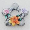 Pottery Clay Pendants/Earring charm, Flower 44mm, Sold by PC