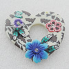 Pottery Clay Pendants/Earring charm, Heart 46x44mm, Sold by PC