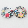 Pottery Clay Pendants/Earring charm, Mix Color, Flat Round 41mm, Sold by Group