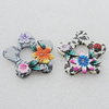 Pottery Clay Pendants/Earring charm, Mix Color, Flower 44mm, Sold by Group