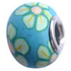 Fimo(Polymer Clay) Beads European, with brass core, Rondelle, 14x11mm, Hole:Approx 5mm, Sold by PC