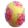 Fimo(Polymer Clay) Beads European, with brass core, Rondelle, 14x11mm, Hole:Approx 5mm, Sold by PC