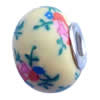 Fimo(Polymer Clay) Beads European, with brass core, Rondelle, 14x11mm, Hole:Approx 5mm, Sold by PC