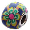 Fimo(Polymer Clay) Beads European, with brass core, Rondelle, 14x11mm, Hole:Approx 5mm, Sold by PC