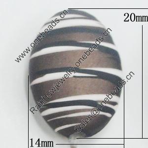 Spray-Painted Acrylic Beads, Flat Oval 14x20mm, Sold by Bag