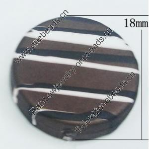 Spray-Painted Acrylic Beads, Flat Round 18mm, Sold by Bag