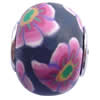 Fimo(Polymer Clay) Beads European, with 925 silver core, Rondelle, 14x11mm, Hole:Approx 5mm, Sold by PC