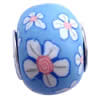 Fimo(Polymer Clay) Beads European, with 925 silver core, Rondelle, 14x11mm, Hole:Approx 5mm, Sold by PC