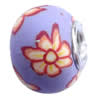 Fimo(Polymer Clay) Beads European, with 925 silver core, Rondelle, 14x11mm, Hole:Approx 5mm, Sold by PC