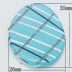 Spray-Painted Acrylic Beads, Flat Oval 26x35mm, Sold by Bag