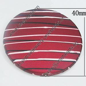 Spray-Painted Acrylic Beads, Flat Round 40mm, Sold by Bag