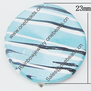 Spray-Painted Acrylic Beads, Twist Flat Round 23mm, Sold by Bag