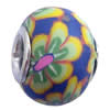 Fimo(Polymer Clay) Beads European, with 925 silver core, Rondelle, 14x11mm, Hole:Approx 5mm, Sold by PC