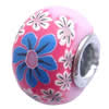 Fimo(Polymer Clay) Beads European, with 925 silver core, Rondelle, 14x11mm, Hole:Approx 5mm, Sold by PC