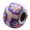 Fimo(Polymer Clay) Beads European, with 925 silver core, Rondelle, 14x11mm, Hole:Approx 5mm, Sold by PC