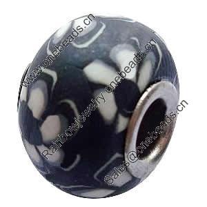 Fimo(Polymer Clay) Beads European, with 925 silver core, Rondelle, 14x11mm, Hole:Approx 5mm, Sold by PC