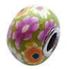 Fimo(Polymer Clay) Beads European, with 925 silver core, Rondelle, 14x11mm, Hole:Approx 5mm, Sold by PC