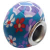 Fimo(Polymer Clay) Beads European, with 925 silver core, Rondelle, 14x11mm, Hole:Approx 5mm, Sold by PC