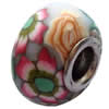 Fimo(Polymer Clay) Beads European, with 925 silver core, Rondelle, 14x11mm, Hole:Approx 5mm, Sold by PC