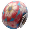 Fimo(Polymer Clay) Beads European, with 925 silver core, Rondelle, 14x11mm, Hole:Approx 5mm, Sold by PC