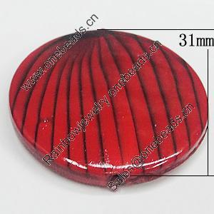 Watermark Acrylic Beads, Flat Round 31mm, Sold by Bag