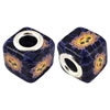 Fimo(Polymer Clay) Beads European, with brass core, Cube, 12x12x12mm, Hole:Approx 5mm, Sold by Bag