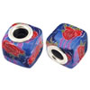 Fimo(Polymer Clay) Beads European, with brass core, Cube, 12x12x12mm, Hole:Approx 5mm, Sold by Bag