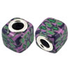 Fimo(Polymer Clay) Beads European, with brass core, Cube, 12x12x12mm, Hole:Approx 5mm, Sold by Bag