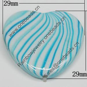 Watermark Acrylic Beads, Heart 29x29mm, Sold by Bag