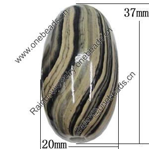 Watermark Acrylic Beads, Oval 20x37mm, Sold by Bag