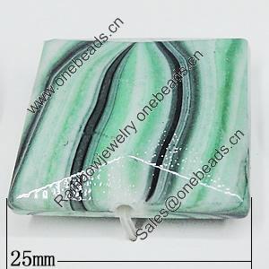 Watermark Acrylic Beads, Faceted Square 25mm, Sold by Bag