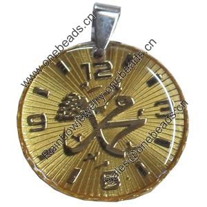 Pendant, Zinc Alloy Jewelry Findings, Flat Round, 29x36mm, Sold by PC