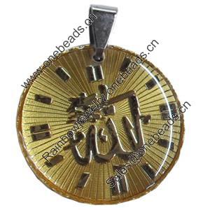 Pendant, Zinc Alloy Jewelry Findings, Flat Round, 29x36mm, Sold by PC