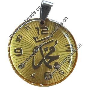 Pendant, Zinc Alloy Jewelry Findings, Flat Round, 29x36mm, Sold by PC