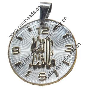 Pendant, Zinc Alloy Jewelry Findings, Flat Round, 29x36mm, Sold by PC