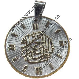 Pendant, Zinc Alloy Jewelry Findings, Flat Round, 29x36mm, Sold by PC