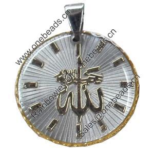 Pendant, Zinc Alloy Jewelry Findings, Flat Round, 29x36mm, Sold by PC