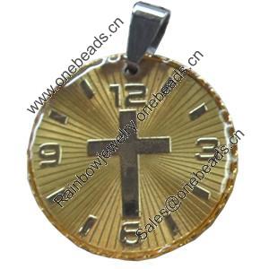 Pendant, Zinc Alloy Jewelry Findings, Flat Round, 29x36mm, Sold by PC